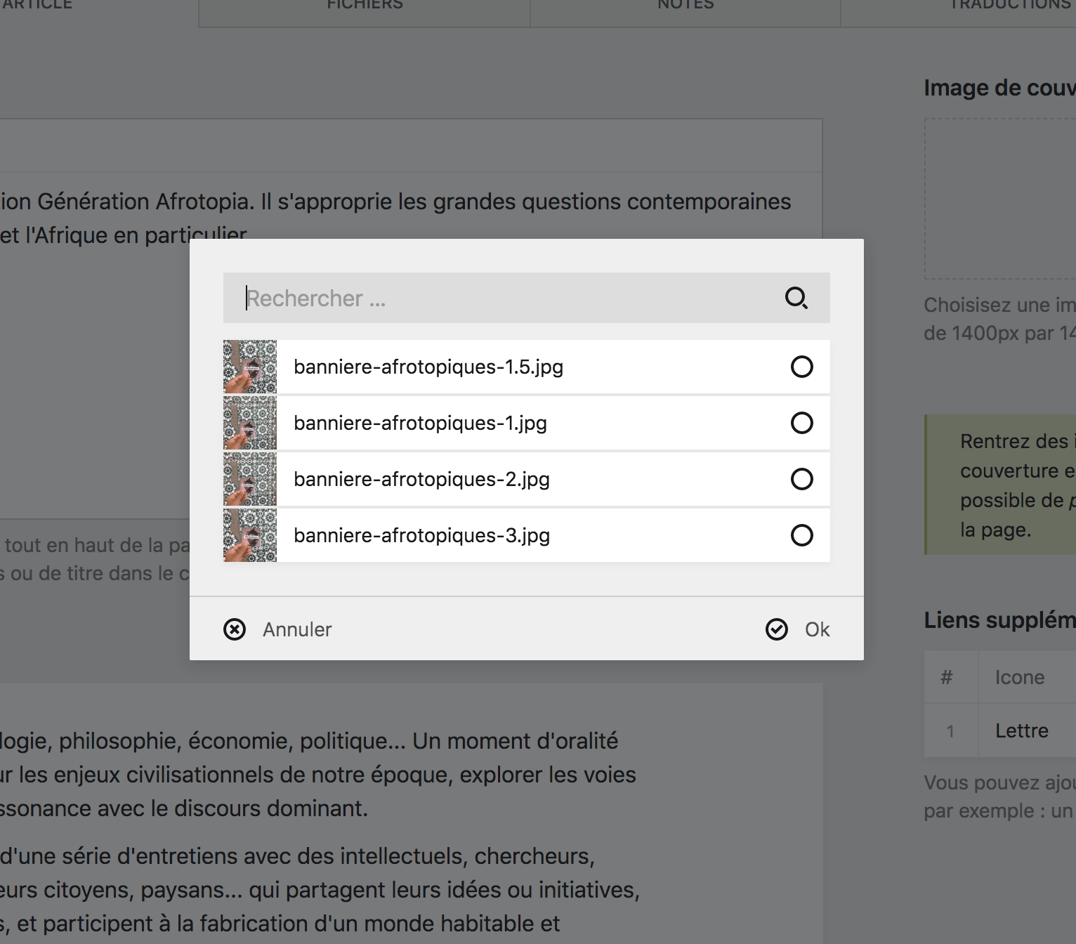 Forumlaire de séléction d&rsquo;un fichier