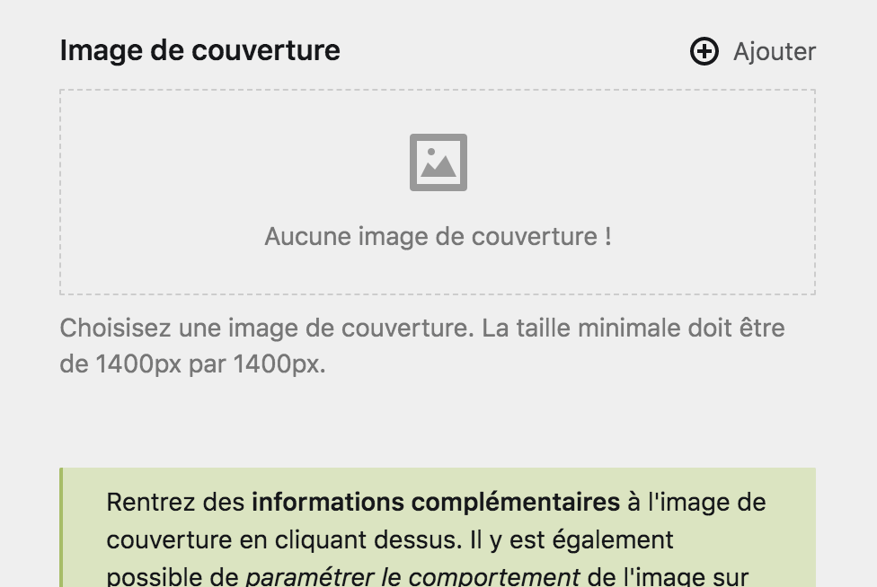 Champ de choix d&rsquo;une couverture de page