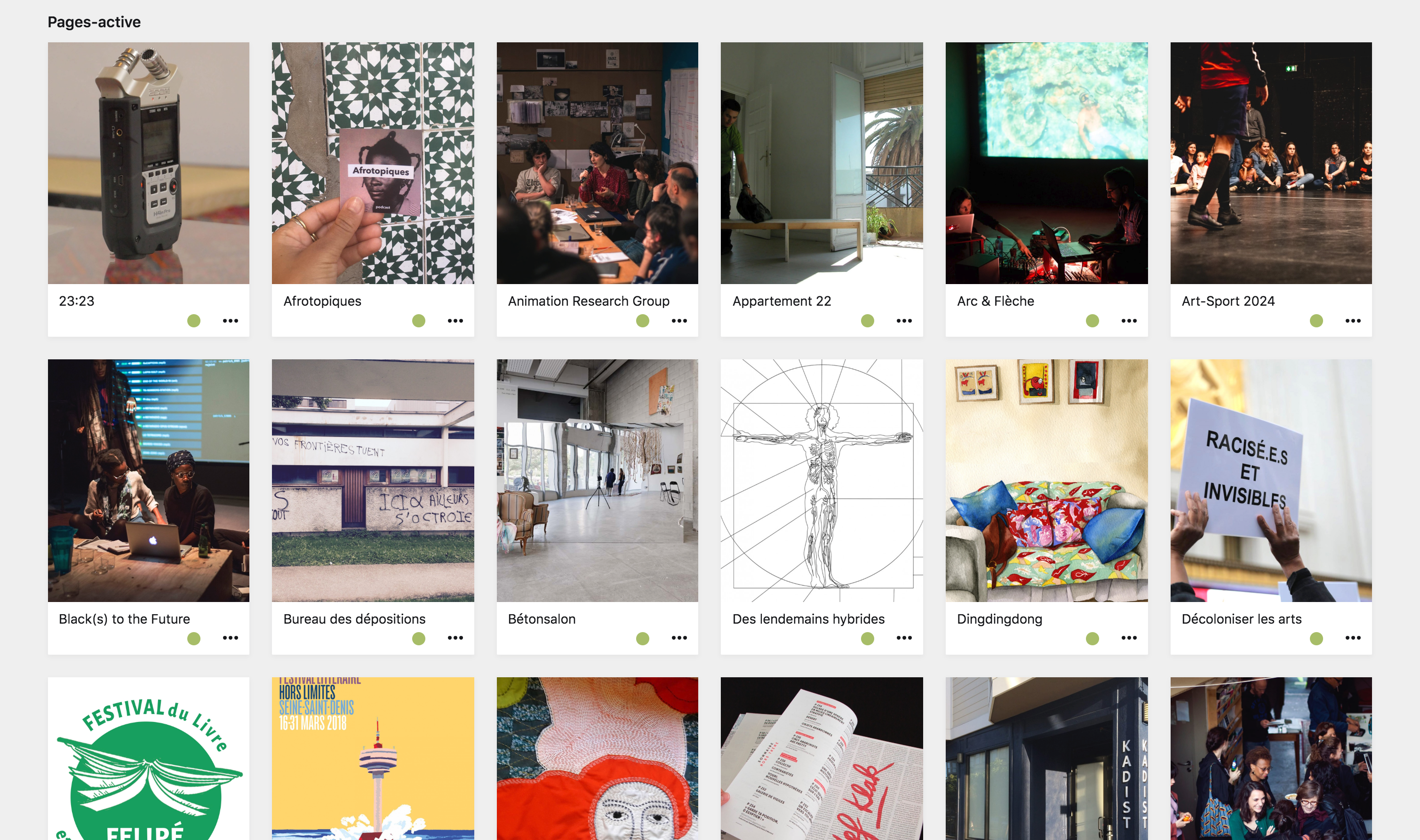 Section de page en tableau